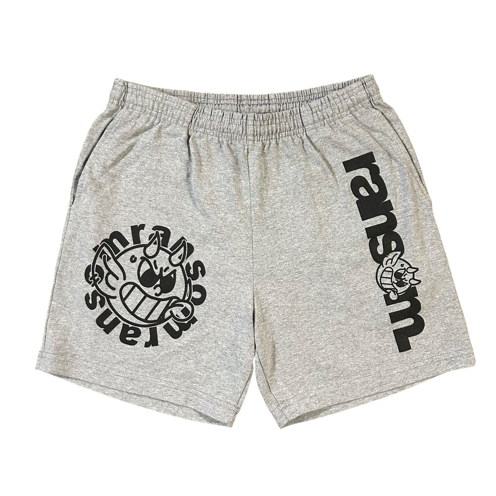 Ransom Clothing Shorts‎ Mens S Gray Devil Logo Cartoon Graphic Shorts